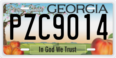 GA license plate PZC9014