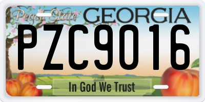GA license plate PZC9016