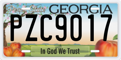 GA license plate PZC9017