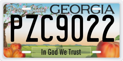 GA license plate PZC9022