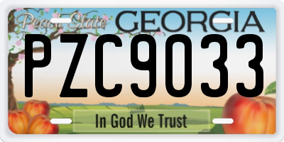 GA license plate PZC9033