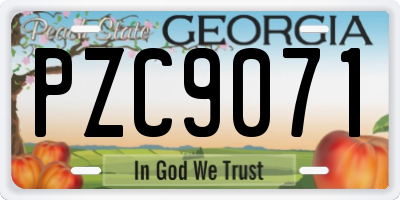 GA license plate PZC9071
