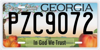 GA license plate PZC9072