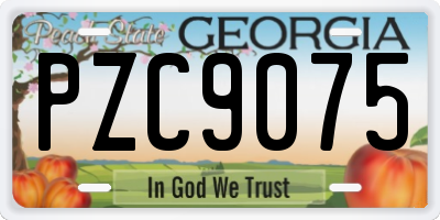 GA license plate PZC9075