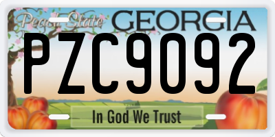 GA license plate PZC9092