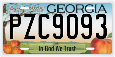GA license plate PZC9093