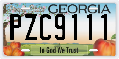 GA license plate PZC9111