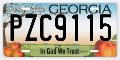 GA license plate PZC9115