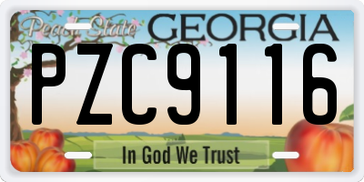 GA license plate PZC9116