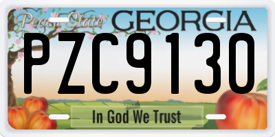 GA license plate PZC9130