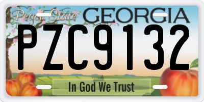 GA license plate PZC9132
