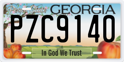 GA license plate PZC9140