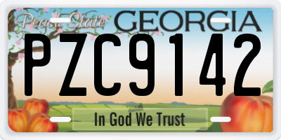 GA license plate PZC9142