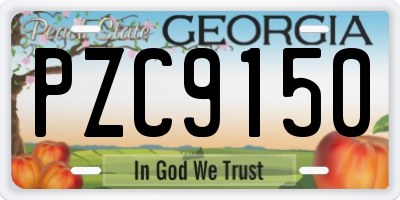 GA license plate PZC9150