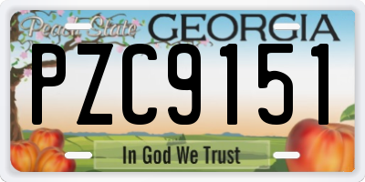 GA license plate PZC9151