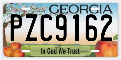 GA license plate PZC9162