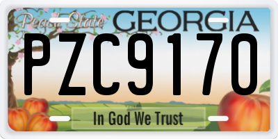 GA license plate PZC9170