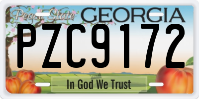 GA license plate PZC9172