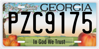 GA license plate PZC9175