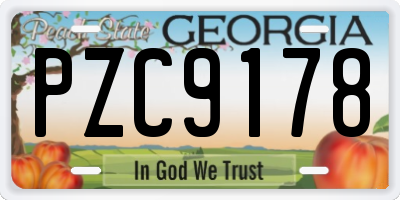 GA license plate PZC9178
