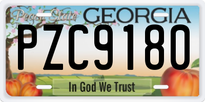 GA license plate PZC9180