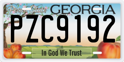 GA license plate PZC9192