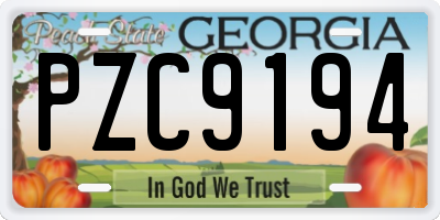 GA license plate PZC9194