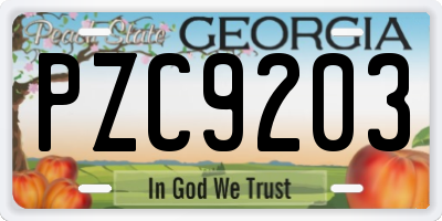 GA license plate PZC9203