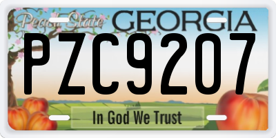 GA license plate PZC9207