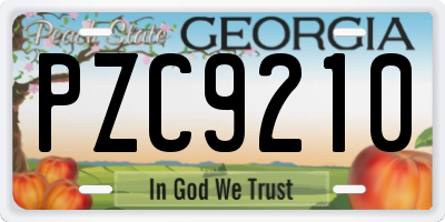 GA license plate PZC9210