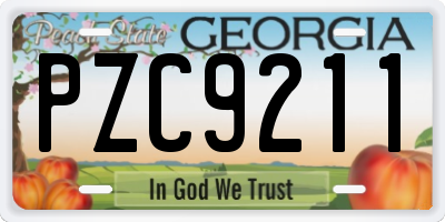 GA license plate PZC9211