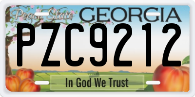 GA license plate PZC9212