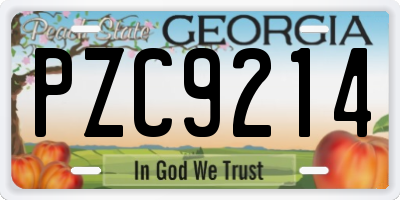 GA license plate PZC9214