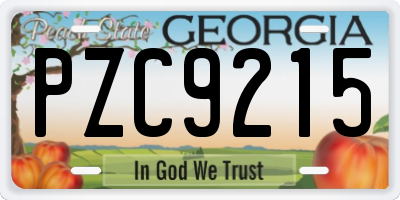 GA license plate PZC9215
