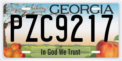 GA license plate PZC9217