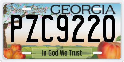 GA license plate PZC9220