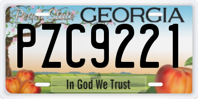GA license plate PZC9221