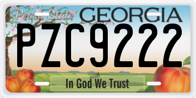 GA license plate PZC9222