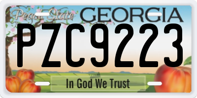 GA license plate PZC9223