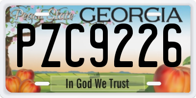 GA license plate PZC9226
