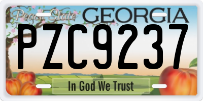 GA license plate PZC9237
