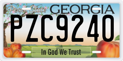 GA license plate PZC9240