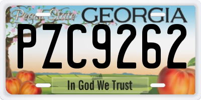 GA license plate PZC9262