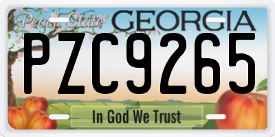 GA license plate PZC9265
