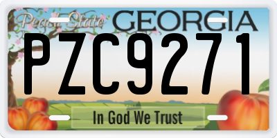 GA license plate PZC9271