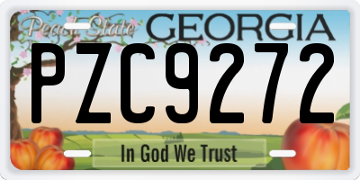 GA license plate PZC9272