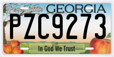 GA license plate PZC9273