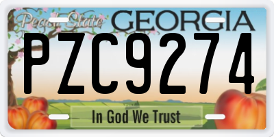 GA license plate PZC9274