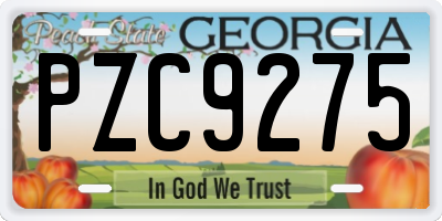 GA license plate PZC9275