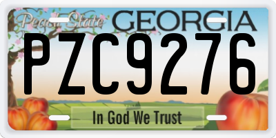 GA license plate PZC9276